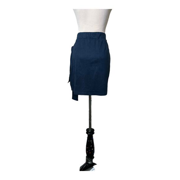 American Threads navy blue faux wrap pull on mini skirt size large - Picture 10 of 12